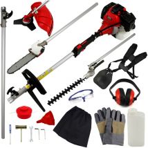 T-Mech - Coupe-Herbe Multifonctions 5en1 à Essence 52cc avec Kit de Sécurité, Outils, Bouteille Mélangeur D'huile à 2 Temps et Entonnoir Gratuit