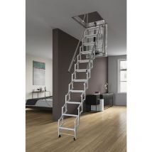 Elektrische Bodentreppe 80x100cm – 11 Stufen – Isolierung E1 – Infrarot-Fernbedienung – Sicherheit