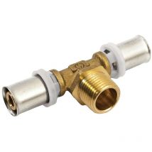 Thermacome - Té à sertir pour tube multicouche Acopex Alu diamètre nominal 20 avec sortie mâle à visser au centre 3/4'' (20x27)