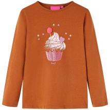 T-shirt enfants à manches longues cognac 104 Vidaxl 909306