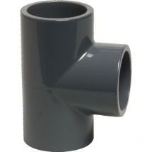 T-Stück 90° pvc-u 20 mm Klebemuffe 16 bar, grau - Mega