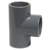 T-Stück 90° pvc-u 50 mm Klebemuffe 16 bar, grau - Mega