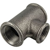 Temperguss-Gewindefitting schwarz T-Stück reduziert, allseitig ig 1/2 x 3/8 x 1/2 Zoll, Typ 130, dvgw