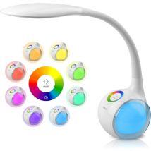 T3 Lampe de Bureau Enfant avec rgb Couleur Veilleuse, Lampe led Tactile avec Lumière de Couleur et 3 Niveaux de Luminosité