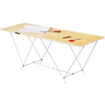 OCAI Klappbarer Tapeziertisch 60 cm x 2 m – Höhe 80 cm – Holz Tischplatte – Eisenfüße – 4,4 kg
