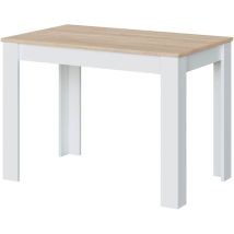 Table de salle à manger, Table console fixe, 109 x 78 x 67 cm, coloris Blanc et Chêne