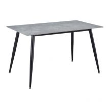 Table 130 x 70 cm céramique gris béton pieds métal noir - ryder 2