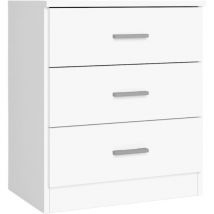 Table de chevet Couple avec 3 tiroirs style moderne 50x58x33 cm couleur blanc mat