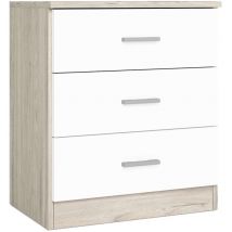 Vmo Home - Table de chevet Couple avec 3 tiroirs style moderne 50x58x33 cm couleur sahara et blanc mat