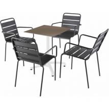 Oviala - Ensemble table 60 cm taupe et 4 chaises en métal gris