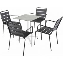 Oviala - Ensemble table 70 cm gris clair et 4 chaises en métal gris