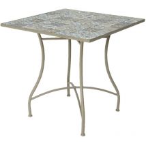 Table Métal/Mosaïque Couleur: Marron 78x78x77cm Modèle Bistro Pour Extérieur