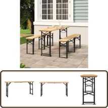 Table à bière pliable 170x50x75/105 cm bois massif de sapin - Table Pliante - Table De Jardin - Table à Bière - Table Extérieure - Mobilier De Jardin