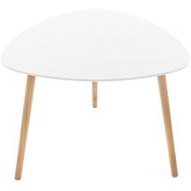 Pegane - Table à café blanche en mdf et chêne - Dim : l. 60 x l. 60 x h. 45 cm