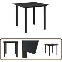Table à dîner de jardin Noir 80x80x74 cm Acier et verre - Table De Jardin - Table Extérieure - Table Ronde - Mobilier De Jardin - Table En Métal