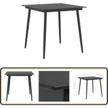 Table à dîner de jardin Noir 80x80x74 cm Acier et verre - Table De Jardin - Table Extérieure - Table Ronde - Mobilier De Jardin - Table En Métal