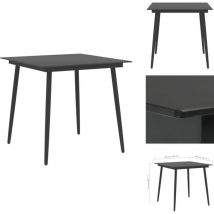 Table à dîner de jardin Noir 80x80x74 cm Acier et verre - Table De Jardin - Table Extérieure - Table Ronde - Mobilier De Jardin - Table En Métal