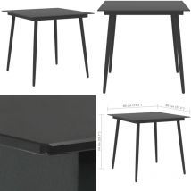 Table à dîner de jardin Noir 80x80x74 cm Acier et verre - Table De Jardin - Table Extérieure - Table Ronde - Mobilier De Jardin - Table En Métal