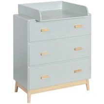 Mobili Rebecca - Table à Langer Tessen 100x80x42 mdf Pin Vert d'Eau Marron Scandinave à Monter