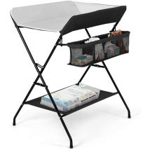 Table à langer pour bébé (noir et blanc) pliable 79 55.5 96cm - Aqrau