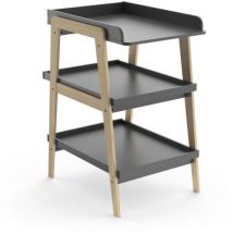 Demeyere - Table a langer tsuga - Bois massif et mdf - L.58 x P.71,1 x H.101,2 cm - Pour matelas 50x70 cm - Gris graphite