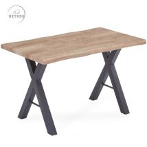Retrok - Table à manger 120x70x76cm, épaisseur 4cm, structure patchwork, surface polie au toucher naturel, bords ondulés, pieds modernes en forme de