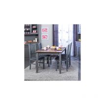 Inter Link - Table à manger 160x90x75 cm en pin massif gris et naturel - tera