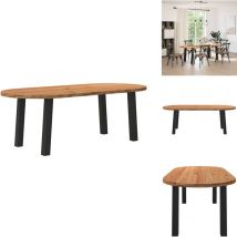 Table à manger 220x100x74 cm bois de chêne massif ovale - Table à Manger - Tables à Manger - Table De Cuisine - Table à Dîner
