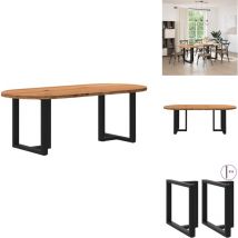 Table à manger 220x100x74 cm bois de chêne massif ovale - Table à Manger - Tables à Manger - Table De Cuisine - Table à Dîner