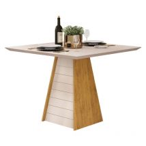 Beaux Meubles Pas Chers - Table à Manger 4 Places Carrée Chêne et Blanc Dessus Verre l 90 h 80.7 cm