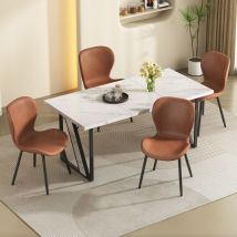 Table à manger avec 4 chaises, table de cuisine en marbre blanc et ensemble de 4 chaises en cuir pu, table à manger avec chaises, meubles de cuisine