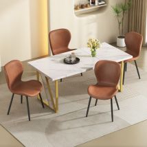 Table à manger avec 4 chaises, table de cuisine en marbre blanc et ensemble de 4 chaises en cuir pu, table à manger avec chaises, meubles de cuisine