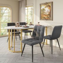 Table à manger avec pieds en métal, table de cuisine, structure en métal robuste, table à manger moderne en marbre, table de salle à manger pour 4 à