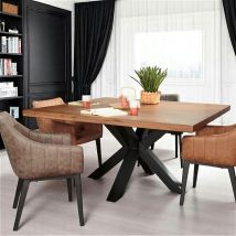 Pier Import - Table à manger carrée chêne métal pied croisé 150 cm oka