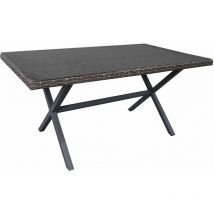 Chillvert - Table à Manger de Jardin Varenna Acier Rotin Synthétique 160x90x73 cm Gris Verre