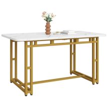 Table à manger de luxe légère 120x70 cm, (1 pièce), table à manger rectangulaire avec structure en métal, table de cuisine avec pieds en métal pour