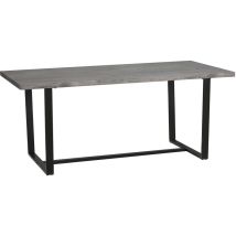 Table à manger design industriel grand plateau 8 personnes piètement acier noir mdf aspect bois gris