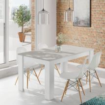 Mobimarket - Table De Salle À Manger Extensible, Couleur Béton Et Blanc Artik, Dimensions 140 X 78 X 90 Cm