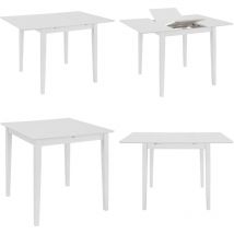 Table à manger extensible Blanc (80-120)x80x74 cm MDF - Table À Manger Extensible - Table Repas - Table Blanche - Table En Bois - Table Hévéa - Home