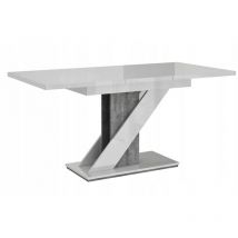 Dusine - table a manger extensible evan - blanc laque et beton 120 - 160 cm