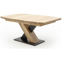 Pegane - Table à manger extensible forme bateau en chêne blanchi massif huilé - L180-270 x H78 x P100 cm