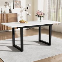 Modernluxe - Table à manger extensible multifonctionnelle en acier - style industriel - Blanc