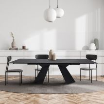 Table à manger extensible en pierre palacio 160x90cm + 2 allonges de 40cm - 10 personnes / Anthracite/ 240x91x75