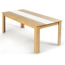 Idmarket - Table à manger rectangle georgia 8 personnes imitation hêtre et blanche 160 x 90 cm