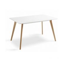 Fanmuebles - Table à manger laquée blanche, avec pieds en bois 120 cm (largeur) x 75 cm (hauteur) x 80 cm (profondeur)