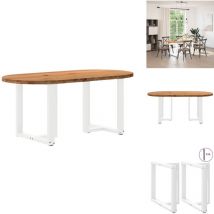 Table à manger marron clair bois de chêne massif ovale - Table à Manger - Tables à Manger - Table De Cuisine - Table à Dîner