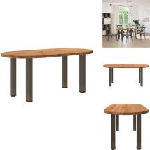 Table à manger marron clair bois de chêne massif ovale - Table à Manger - Tables à Manger - Table De Cuisine - Table à Dîner
