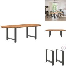 Table à manger marron clair bois de chêne massif ovale - Table à Manger - Tables à Manger - Table De Cuisine - Table à Dîner