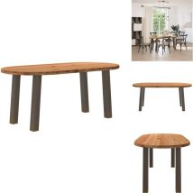Table à manger marron clair bois de chêne massif ovale - Table à Manger - Tables à Manger - Table De Cuisine - Table à Dîner