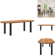 Table à manger marron clair bois de chêne massif ovale - Table à Manger - Tables à Manger - Table De Cuisine - Table à Dîner